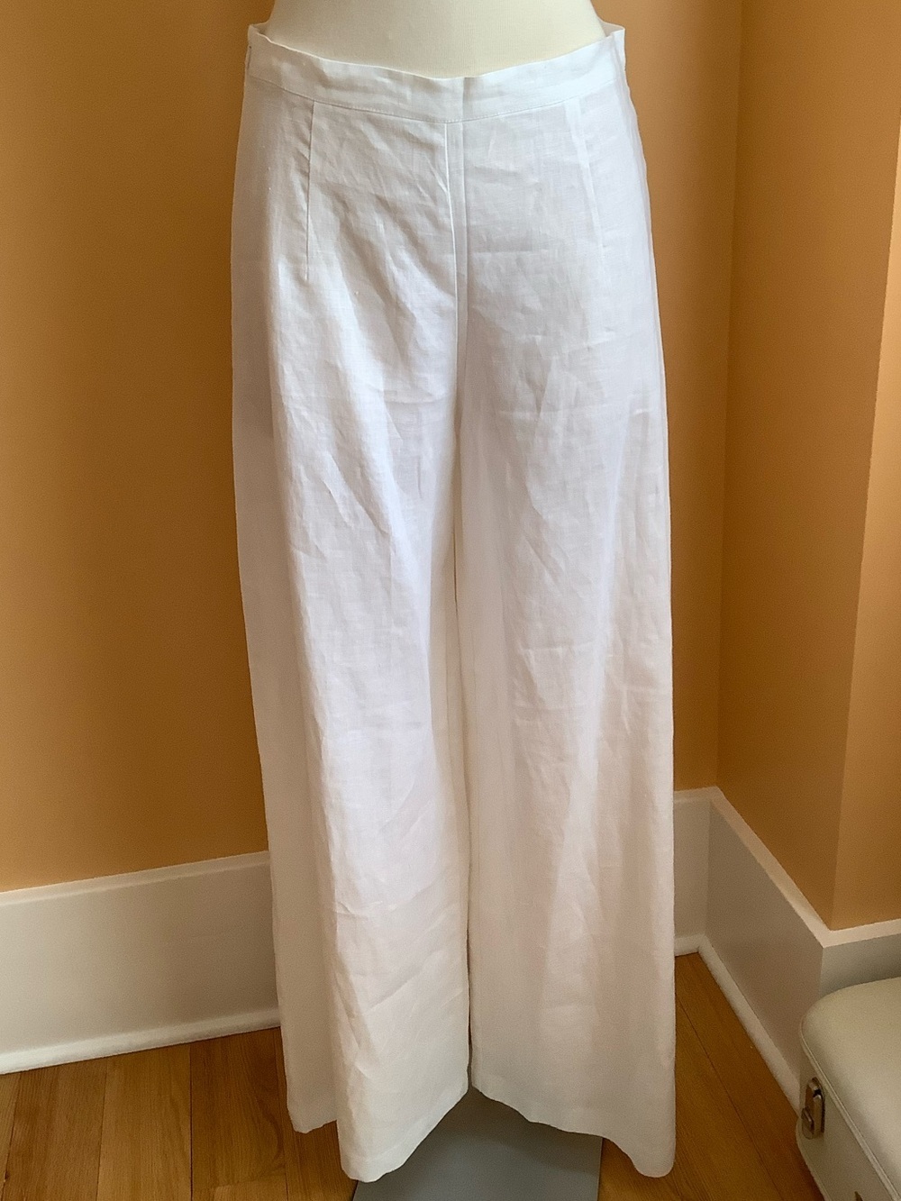 AGGEL White Linen Wide Leg Pants High Rise Trousers Quiet Luxury M NWT - Picture 11 of 11